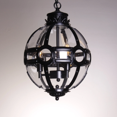 Post-modern Sphere Black Iron Glass Shade Pendant Candle Light for Living/Dining Room/Bar