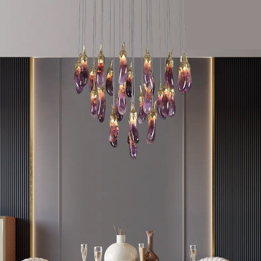 chandelier,chandeliers,pendant,ceiling,flush mount,adjustable,chain,natural crystal,crystal,copper,brass,gold,purple,Aubergine,art,creative,round,living room,dining room,foyer,entrys,hallway,stairs