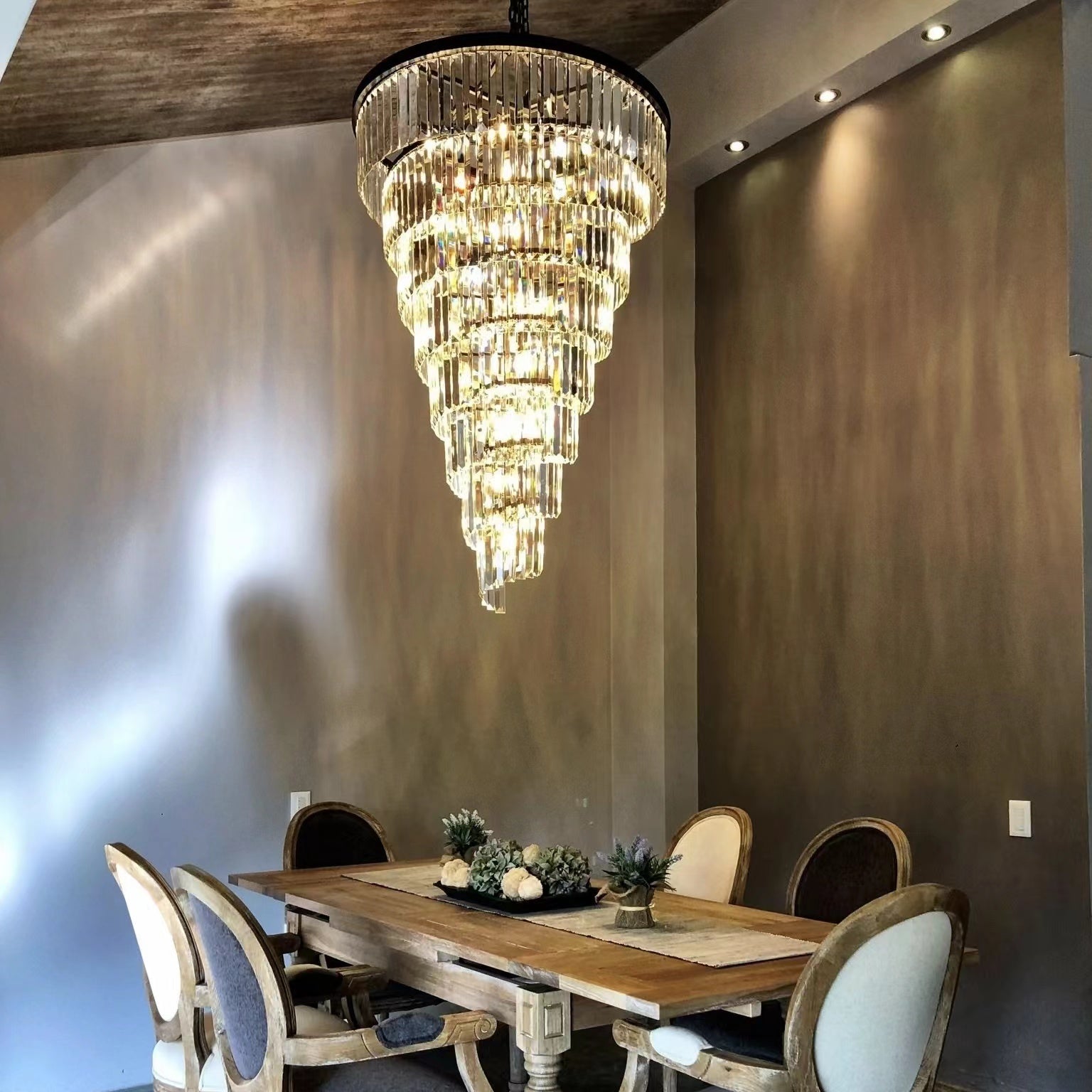 Extra Large Spiral Crystal Chandelier Multi Tiered Round Ceiling Light ...