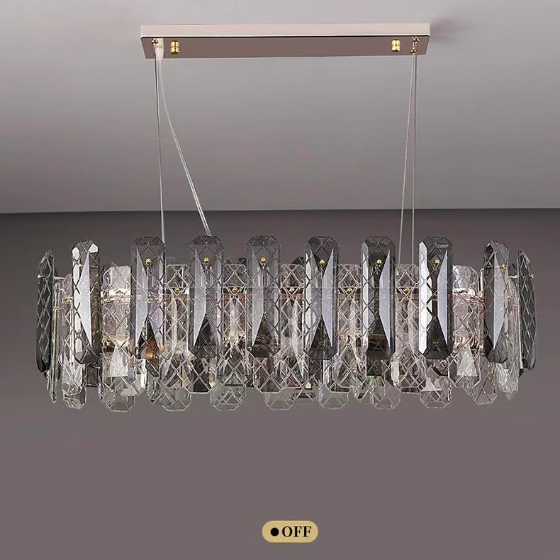 Modern Smoke Gray Crystal Chandelier Gleamy Pendant Light Fixture for Living/ Dining Room/ Bedroom/ Home Office