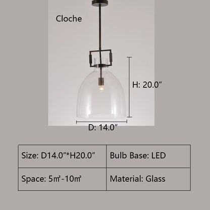 Cloche: D14.0"*H20.0" MODULE GLASS PENDANT LIGHT,pendant,glass,black iron,metal,ceiling,kitchen island,bar,dining table,long table,dining bar,kitchen bar,island,modern light,glass light