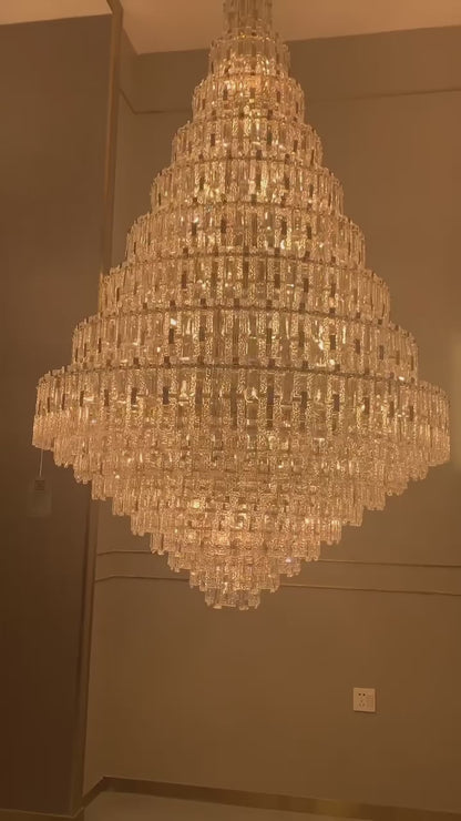 Oversized Luxury Multi-tier Honeycomb Crystal Ceiling Chandelier for Stairs/Foyer/Entryway