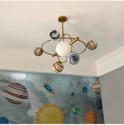 Space Star Chandelier Ceiling Fixtures Light For Boy Kids Room