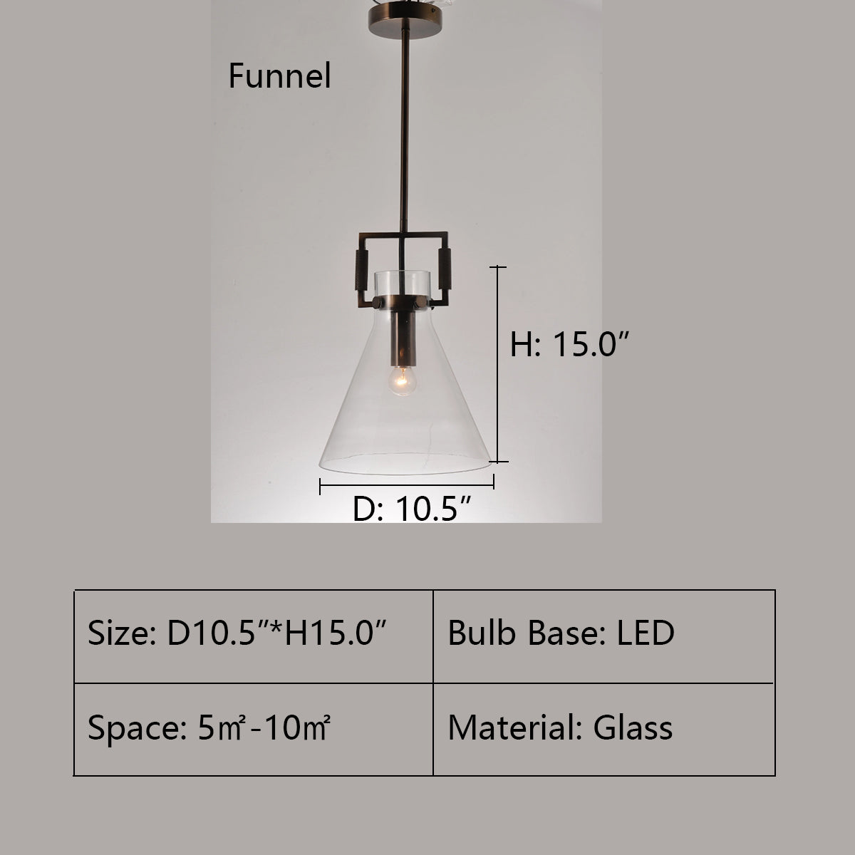 Funnel: D10.5"*H15.0" MODULE GLASS PENDANT LIGHT,pendant,glass,black iron,metal,ceiling,kitchen island,bar,dining table,long table,dining bar,kitchen bar,island,modern light,glass light