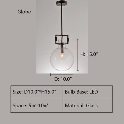 Globe: D10.0"*H15.0" MODULE GLASS PENDANT LIGHT,pendant,glass,black iron,metal,ceiling,kitchen island,bar,dining table,long table,dining bar,kitchen bar,island,modern light,glass light