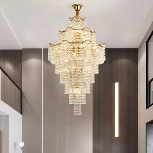 chandelier,chandeliers,pendant,crystal,high quality k9 crystal,metal,gold,clear crystal,oversized,extra large,large,big,huge,,luxury,light luxury,ceiling,rods,living room,foyer,entrys,big hallway,spiral staircase,stairs,entryance,loft,duplex hall,hotel lobby
