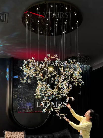 Luxury Floating Branches Crystal Flower Chandelier for High Celing/Mansion/Hotel