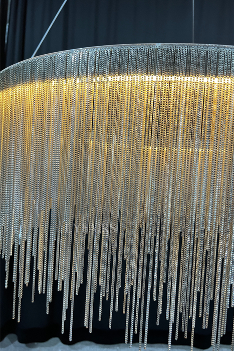 Extra Large Round Aluminum Tassel Chain Chandelier for Living/Dining Room/Villa/Duplex Hall