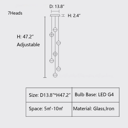 Oversized Nordic Art Round Air Bubbles Pendant Chandelier for Stairs/Spiral Staircase/Hotel Lobby