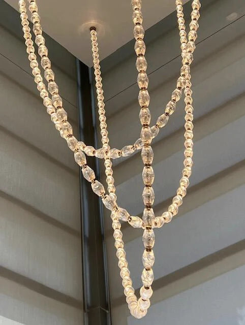 Creative Glass Pearl Necklace Pendant Chandelier for Living/Dining Room/Staircase
