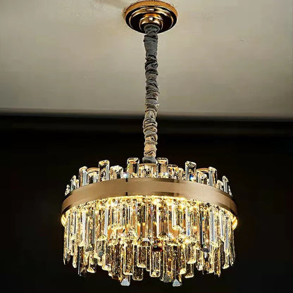 Collection de lustres en cristal ronds/rectangulaires modernes pour salon/couloir/salle à manger/chambre