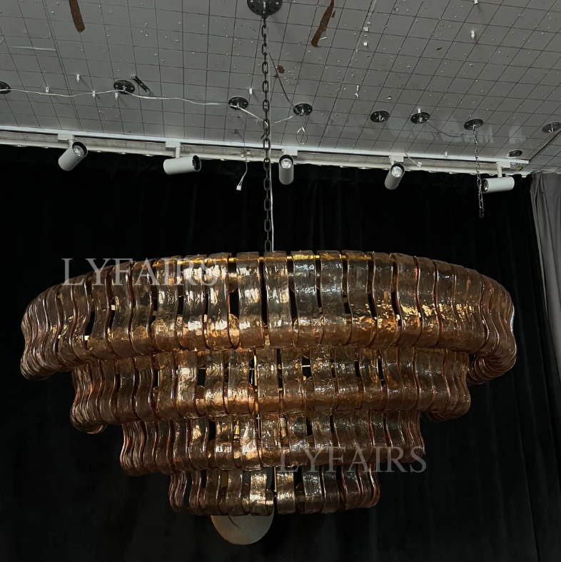 CSA-certified Modern Smoky Gray Glass Chandelier for Low Ceiling