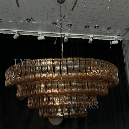 CSA-certified Modern Smoky Gray Glass Chandelier for Low Ceiling