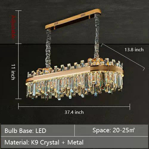 Collection de lustres en cristal ronds/rectangulaires modernes pour salon/couloir/salle à manger/chambre