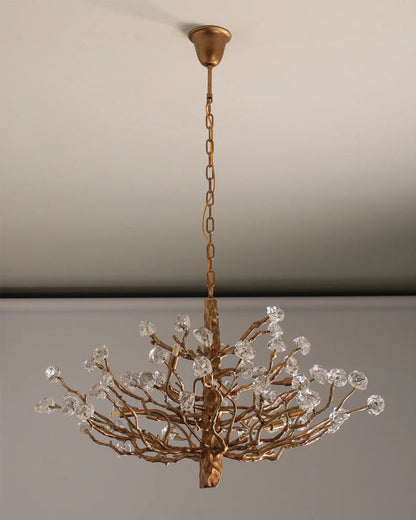 Lampadario da soffitto con pendente in cristallo e rami in ottone per soggiorno/sala da pranzo/ingresso