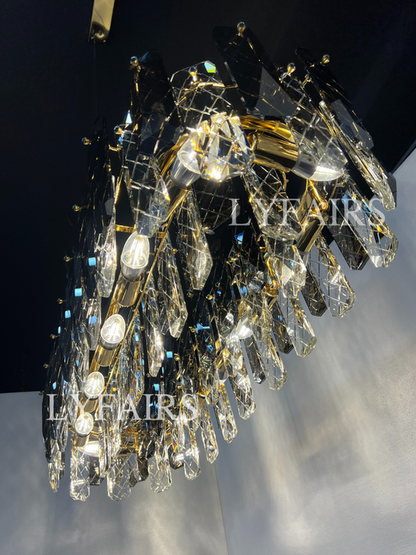 Lampadario moderno in cristallo grigio fumo, lampadario a sospensione scintillante per soggiorno/sala da pranzo/camera da letto/ufficio domestico
