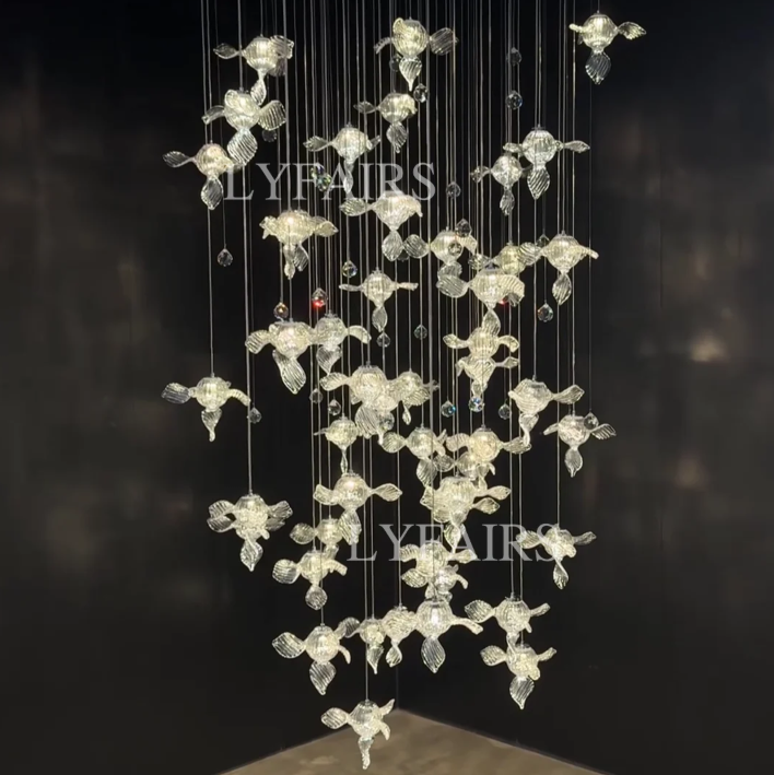 Modern Art Design Propeller-like Crystal Chandelier for Staircase/Villa/Foyer/High-ceiling Space