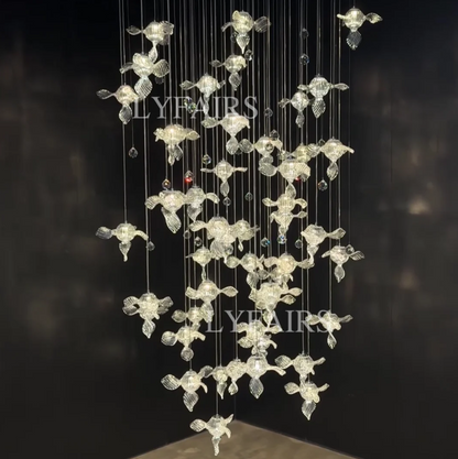 Modern Art Design Propeller-like Crystal Chandelier for Staircase/Villa/Foyer/High-ceiling Space