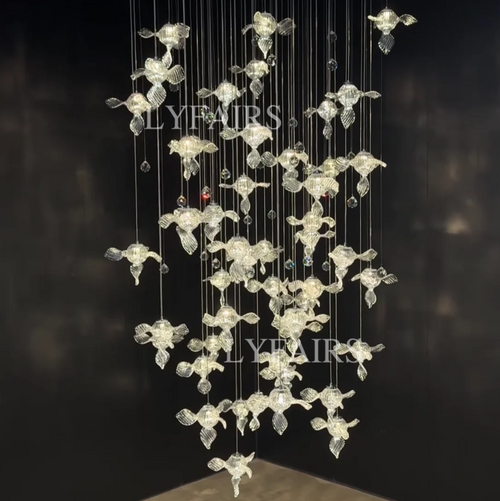 Modern Art Design Propeller-like Crystal Chandelier for Staircase/Villa/Foyer/High-ceiling Space