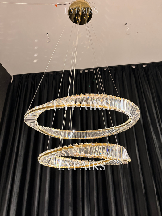 Lampadario di cristallo ad anello, lampada da soffitto di lusso per soggiorno/sala da pranzo, luce per camera da letto