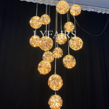 Lustre moderne en forme de globe étoilé pour hall d'entrée, boule en verre transparent, luminaire décoratif pour salon