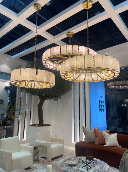 Modern Round Alabaster Chandelier for Living Room/Bedroom