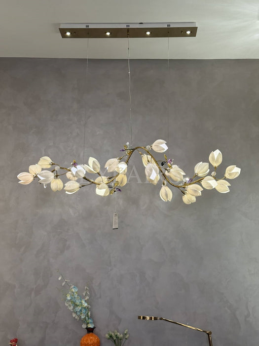 Lustre linéaire en céramique Mangolia, design créatif, pour chambre, salon, salle à manger ou îlot de cuisine 
