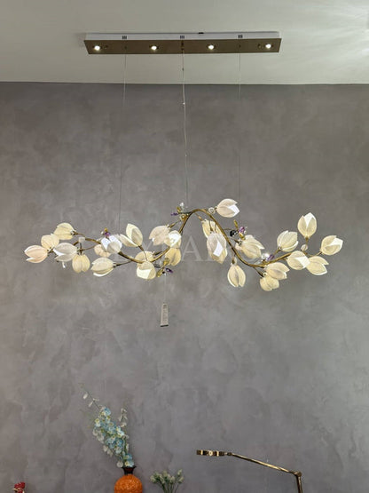 Lustre linéaire en céramique Mangolia, design créatif, pour chambre, salon, salle à manger ou îlot de cuisine 