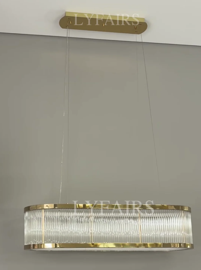 Modern Round/Rectangular Crystal Rods Chandelier Set for Low Ceiling