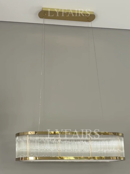 Modern Round/Rectangular Crystal Rods Chandelier Set for Low Ceiling