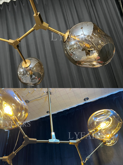 Extra Large Industrial Fashion Branch Multiple Glass Pendant Chandelier for Living/Dining Room