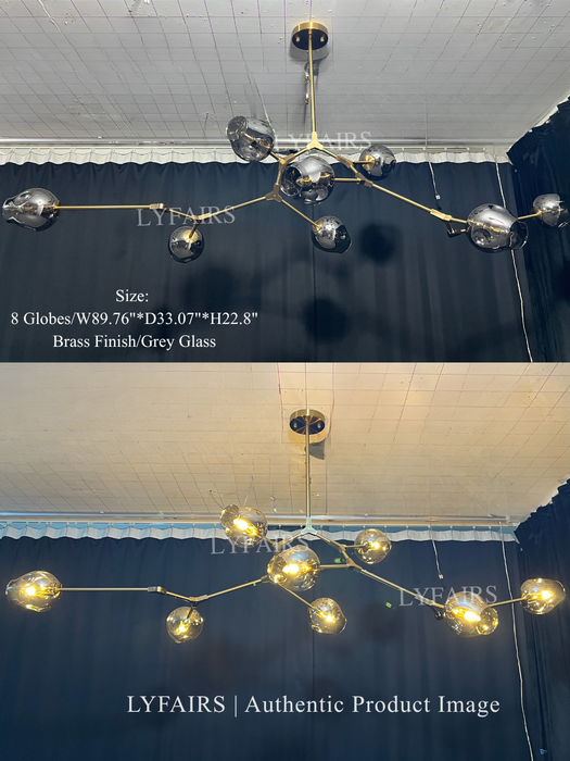 Extra Large Industrial Fashion Branch Multiple Glass Pendant Chandelier for Living/Dining Room