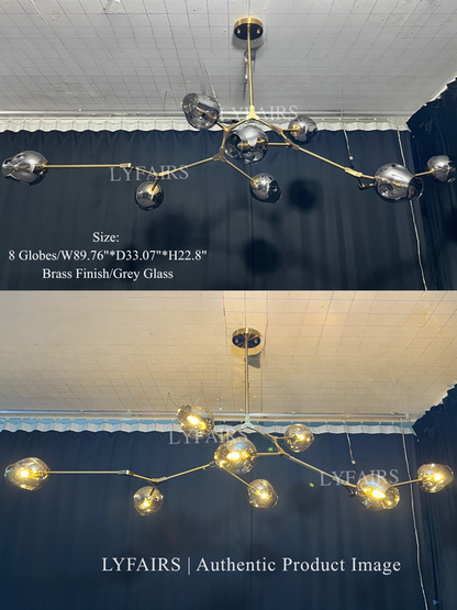 Extra Large Industrial Fashion Branch Multiple Glass Pendant Chandelier for Living/Dining Room