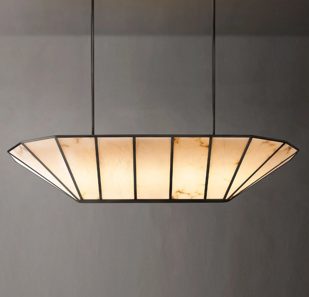 Modern Linear Alabaster Chandelier for Dining Room