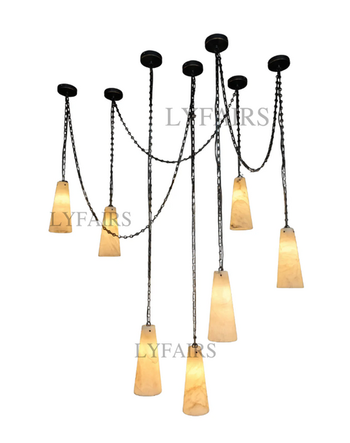 Modern Alabaster Cluster Cone Shaped Chandelier for Living/Dining Room/Restaurant/Hotel