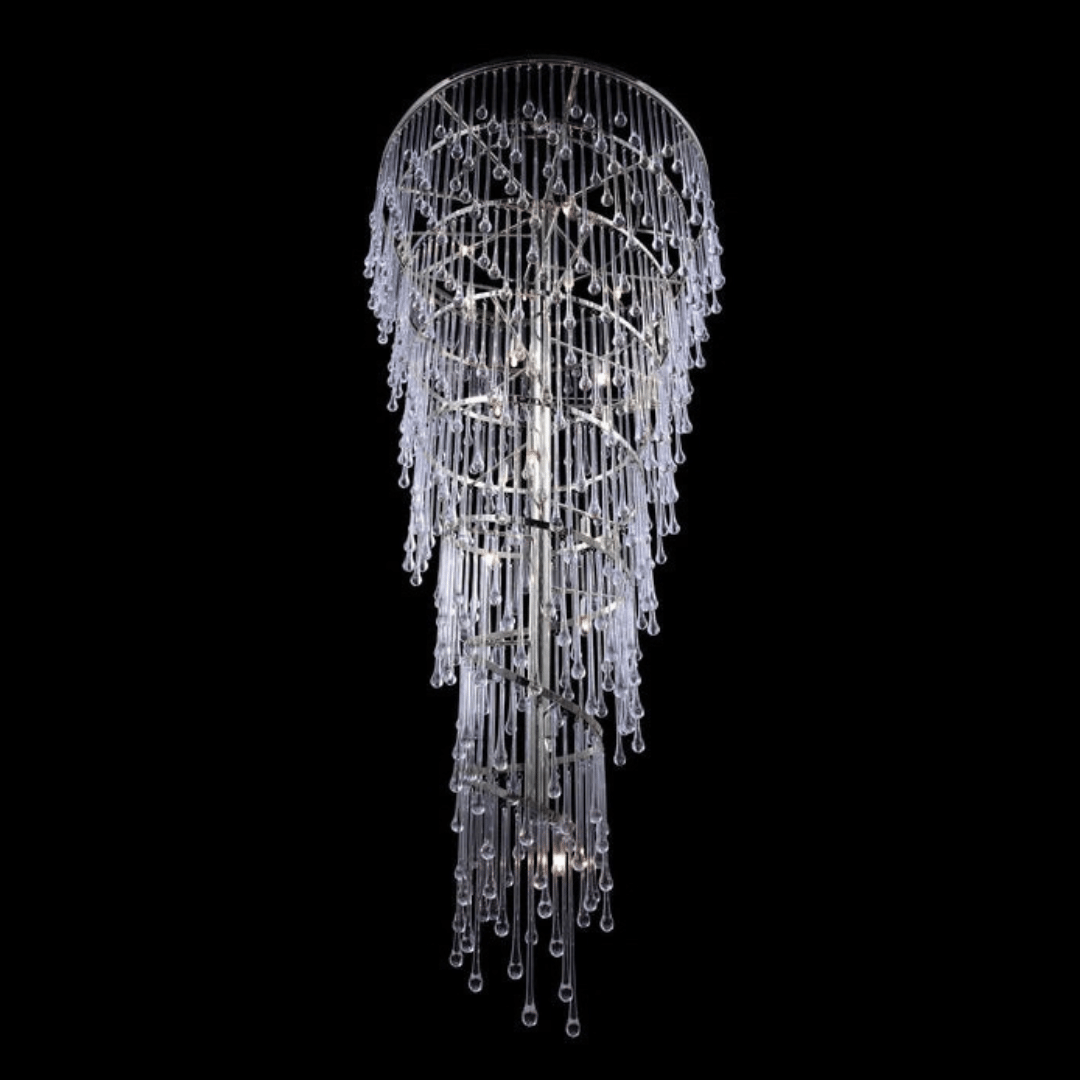 Extra Large Spiral Raindrop Chandelier for High Ceiling