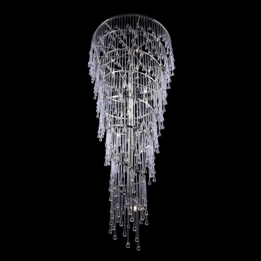 Extra Large Spiral Raindrop Chandelier for High Ceiling