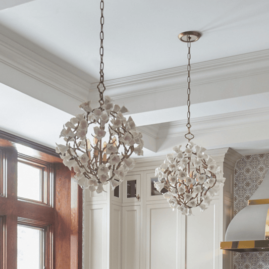Modern Art Design Lily Ceramic Flower Chandelier for Low-ceiling