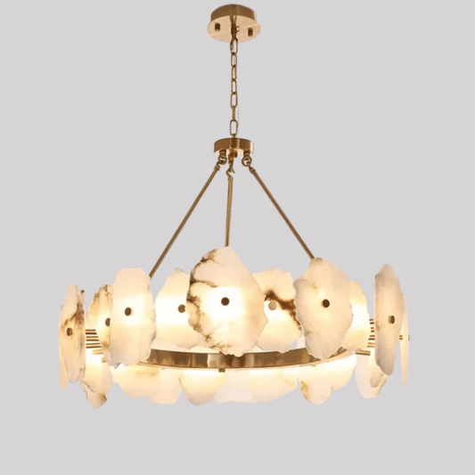 Modern Round/Linear Alabaster Chandelier for Living Room/Dining Room/Kitchen Island