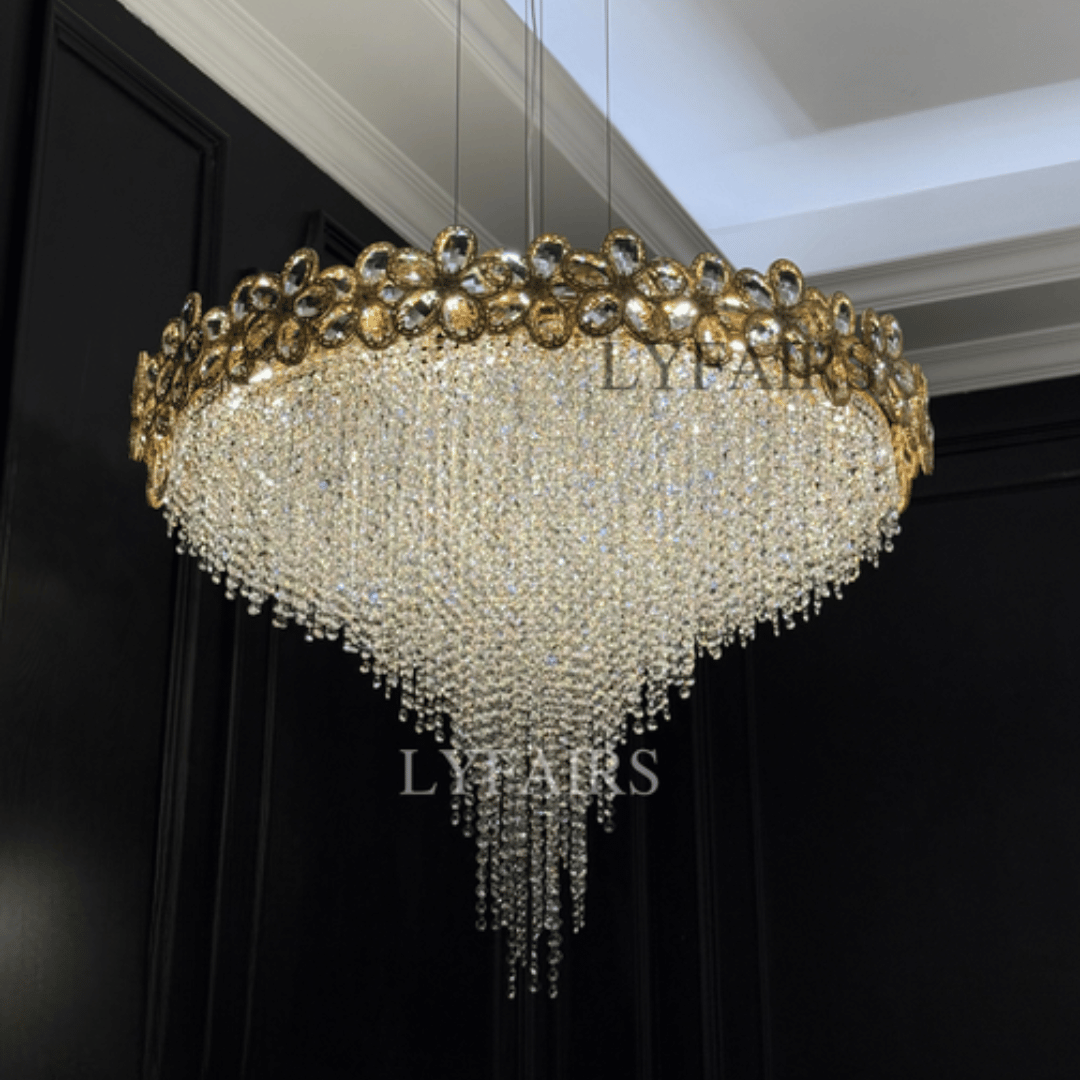Modern Flower Crystal Tassel Chandelier for Living Room/Dining Room
