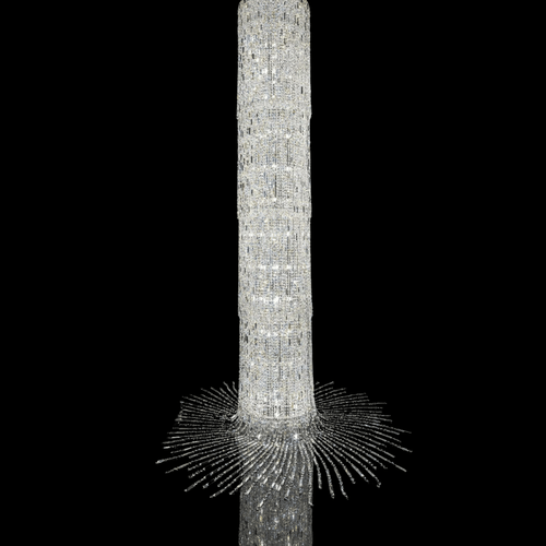 Oversized Art Designer Silver Crystal Long Ceiling Column Waterfall Chandelier