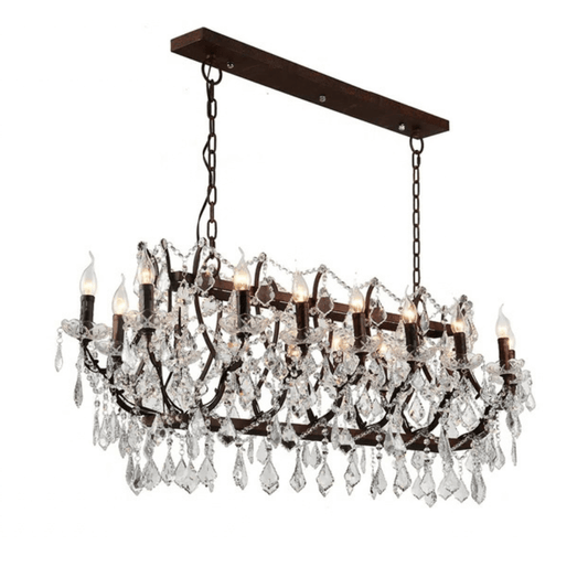 Lustre rectangulaire classique de luxe en cristal pour salle à manger