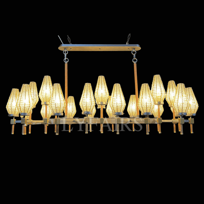 Contemporary Linear Torch‑Shaped Crystal Shade Chandelier for Dining Room/Kitchen Island