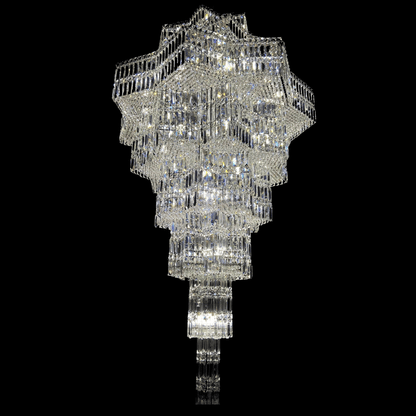 Lampadario di cristallo di lusso a più livelli Plaza extra large per hall di hotel / foyer a 2 piani / soggiorno con soffitto alto