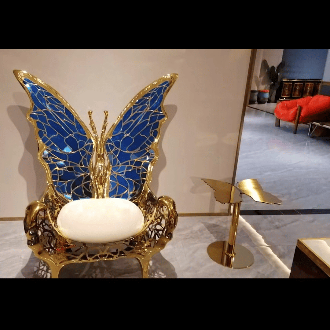 Luxury Butterfly Design Chair & Side Table