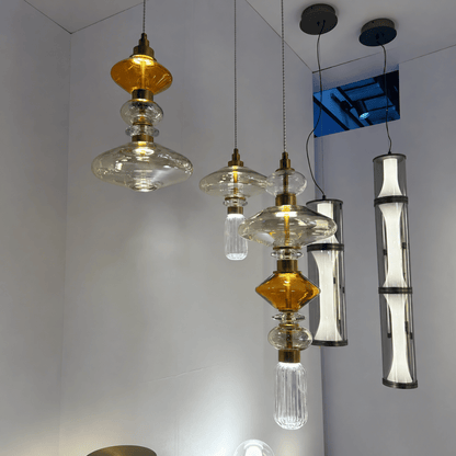 Lampada a sospensione in vetro artistico irregolare