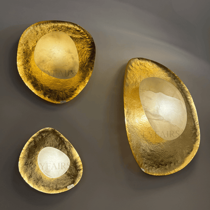 Luxury Organic Hammered Pebble Alabaster Wall Light