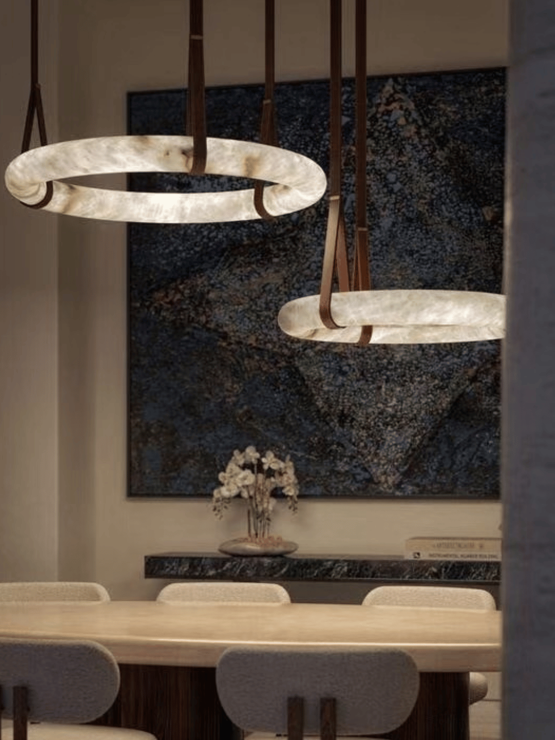 Modern Round Alabaster Chandelier for Living Room/Bedroom/Dining Room