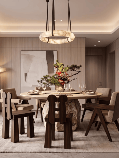 Modern Round Alabaster Chandelier for Living Room/Bedroom/Dining Room