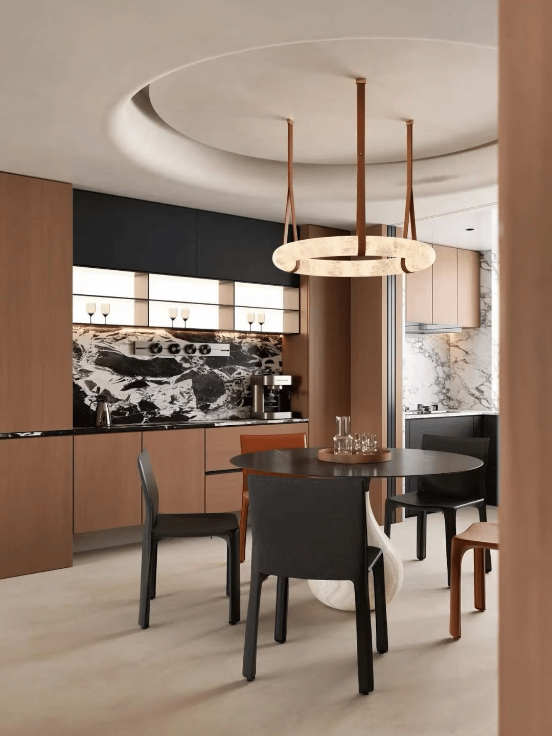 Modern Round Alabaster Chandelier for Living Room/Bedroom/Dining Room